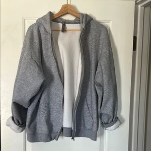 SKIMS Gray Zip-Up Hoodie